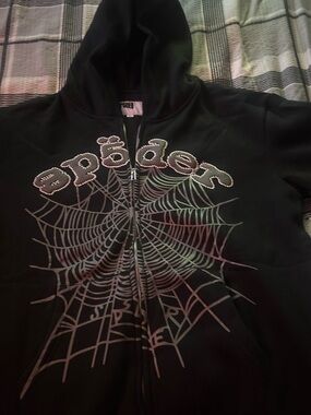 Black Sp5der Hoodie zipup